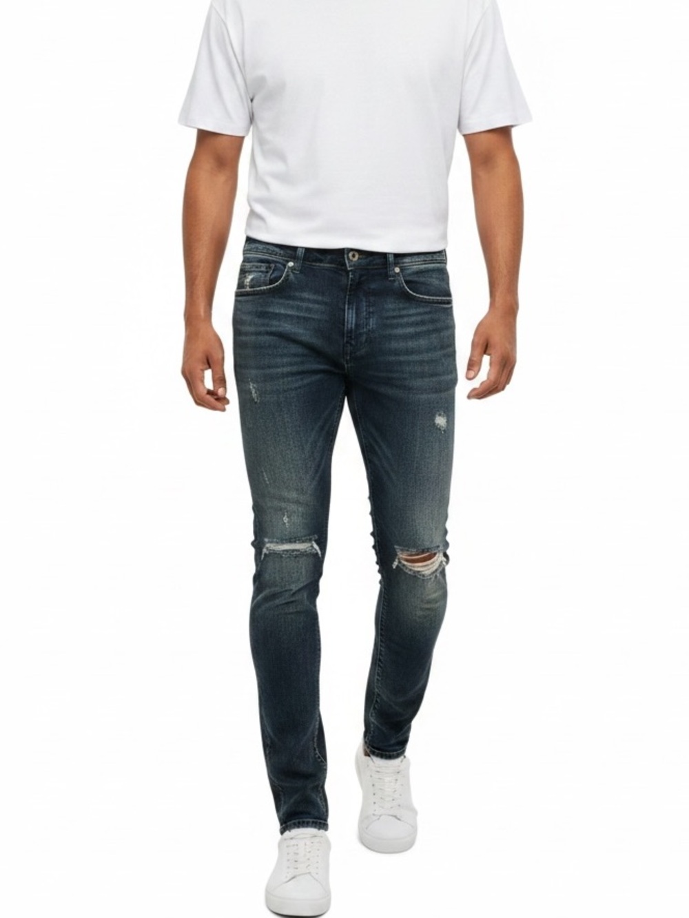 Legacy NWT Men's Skinny Ripped Jeans in Dark Blue